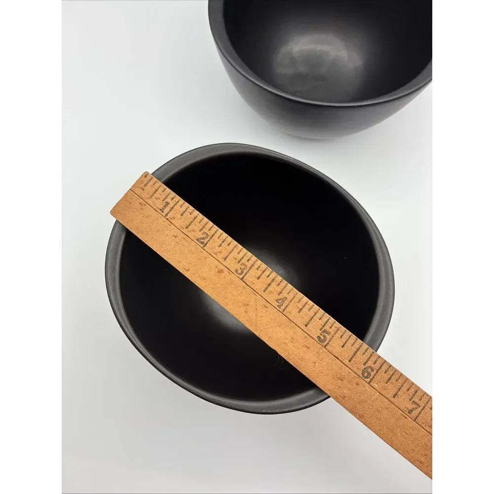Pier 1 Modern Ebony Coupe Cereal Bowls Discontinued Made In Brazil Solid Black